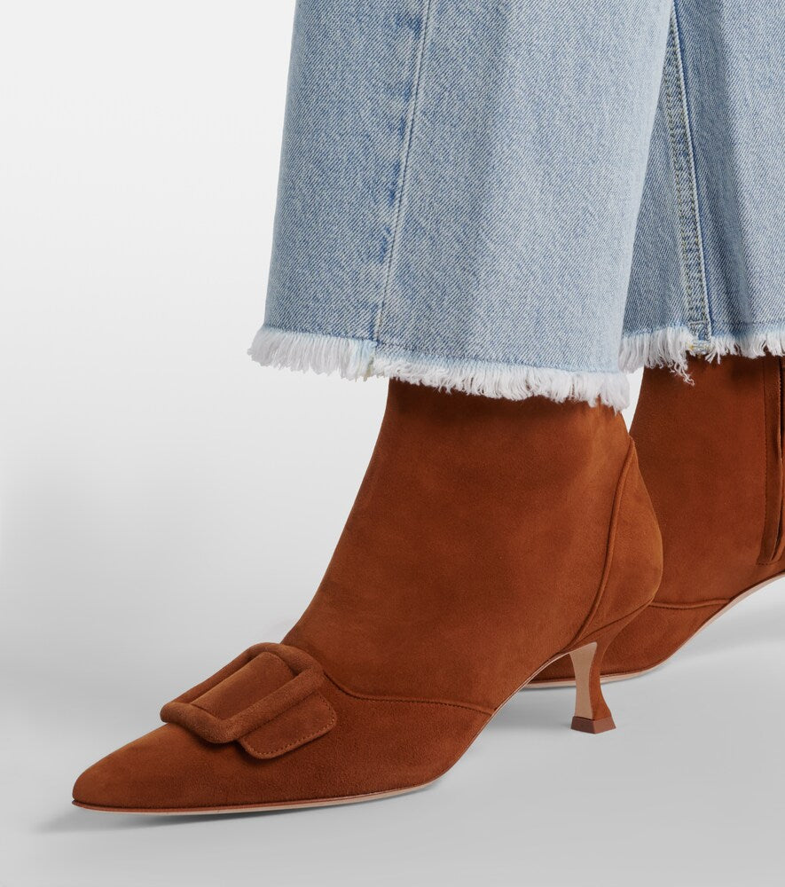 Manolo Blahnik Baylow embellished suede ankle boots