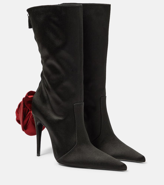 Magda Butrym Floral-appliqu√É¬© satin sock boots