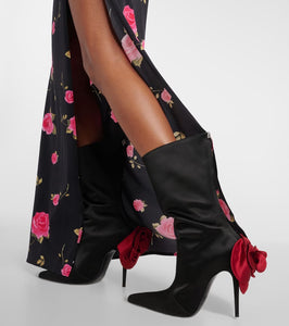 Magda Butrym Floral-appliqu√É¬© satin sock boots