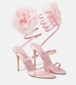 Magda Butrym Floral-appliqu√É¬© satin sandals
