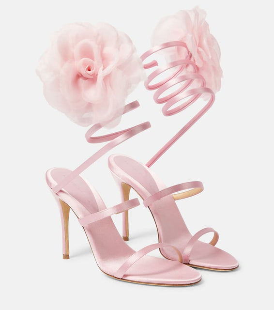 Magda Butrym Floral-appliqu√É¬© satin sandals