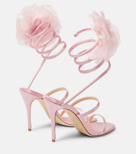Magda Butrym Floral-appliqu√É¬© satin sandals