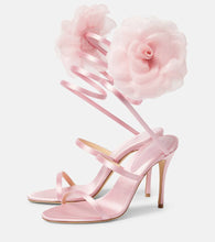 Magda Butrym Floral-appliqu√É¬© satin sandals