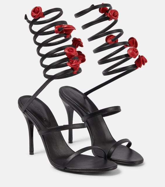 Magda Butrym Floral-appliqu√É¬© satin sandals