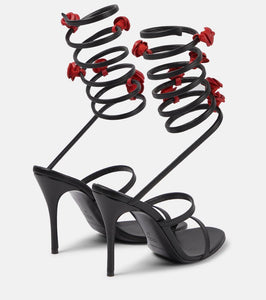 Magda Butrym Floral-appliqu√É¬© satin sandals