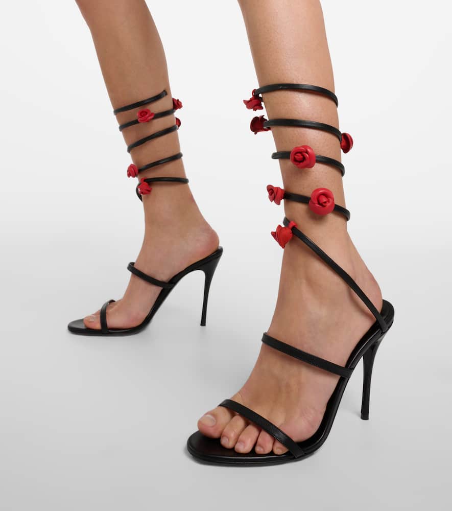 Magda Butrym Floral-appliqu√É¬© satin sandals