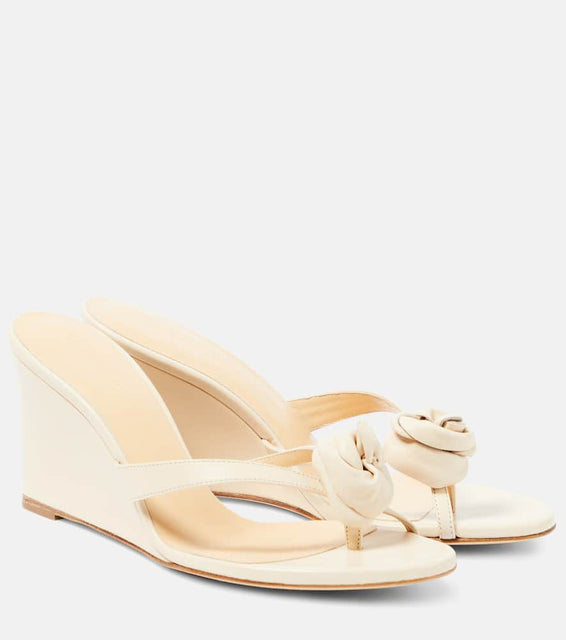Magda Butrym Floral-appliqu√É¬© leather wedge sandals