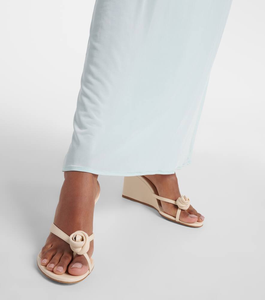 Magda Butrym Floral-appliqu√É¬© leather wedge sandals