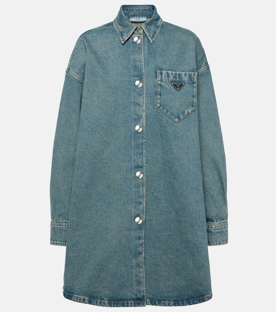 Prada Oversized denim shirt dress. Prada 超大牛仔衬衫裙