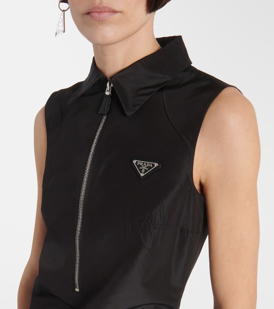 Prada Half-zip silk-blend midi dress