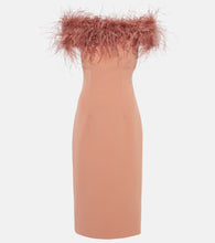 Safiyaa Feather-trimmed midi dress