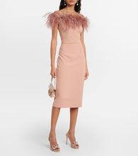 Safiyaa Feather-trimmed midi dress