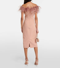 Safiyaa Feather-trimmed midi dress