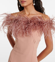 Safiyaa Feather-trimmed midi dress