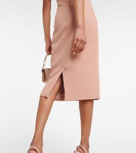 Safiyaa Feather-trimmed midi dress