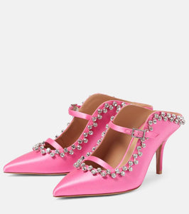 Malone Souliers Gala embellished satin mules