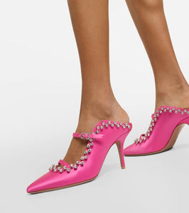 Malone Souliers Gala embellished satin mules