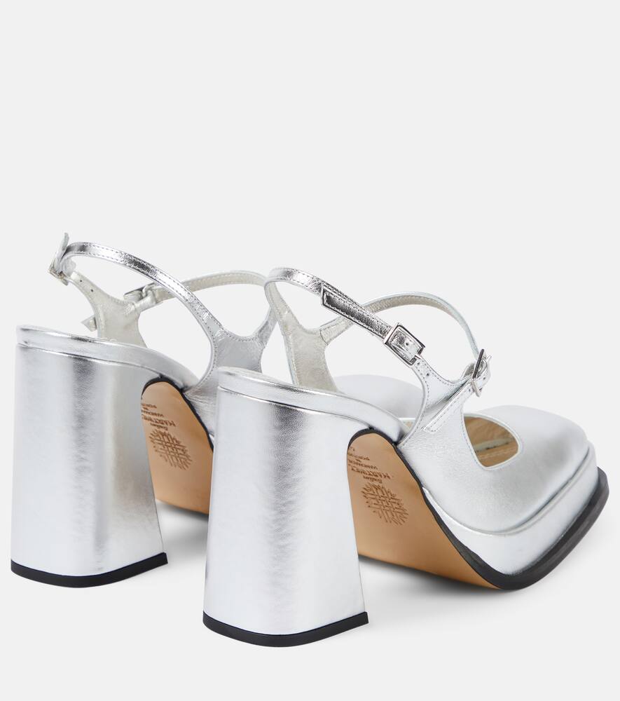Souliers Martinez Claudia metallic leather platform pumps
