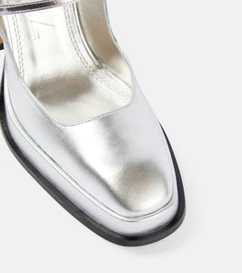 Souliers Martinez Claudia metallic leather platform pumps