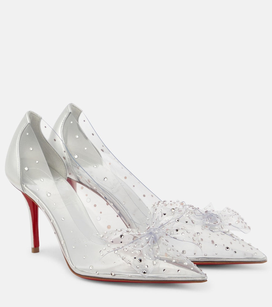 Christian Louboutin Jelly Strass 80 embellished PVC pumps (Silver) - High-Heel Pumps
