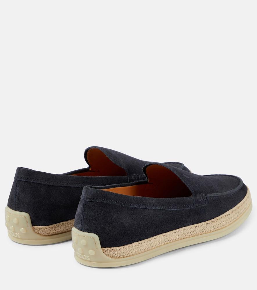 Tod's Raffia-trimmed suede loafers