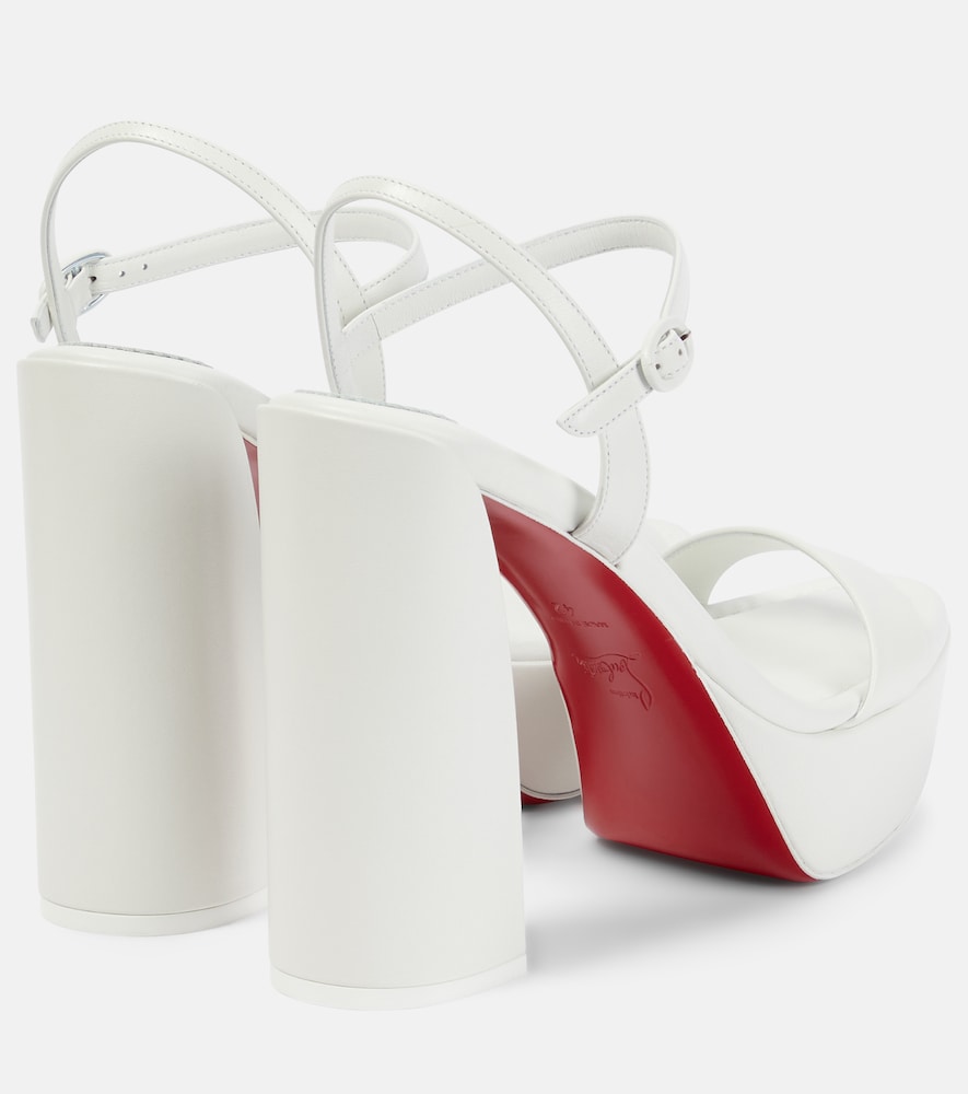 White Christian Louboutin Movida Jane 130 leather platform pumps - High-Heel Sandals