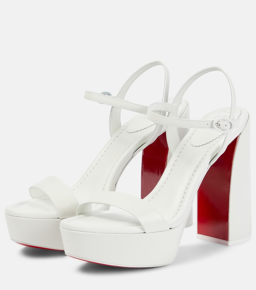 White Christian Louboutin Movida Jane 130 leather platform pumps - High-Heel Sandals