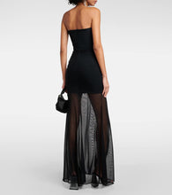 David Koma Tulle-trimmed ruched bustier gown