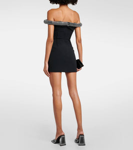 David Koma Crystal-embellished cady minidress