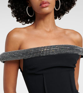David Koma Crystal-embellished cady minidress