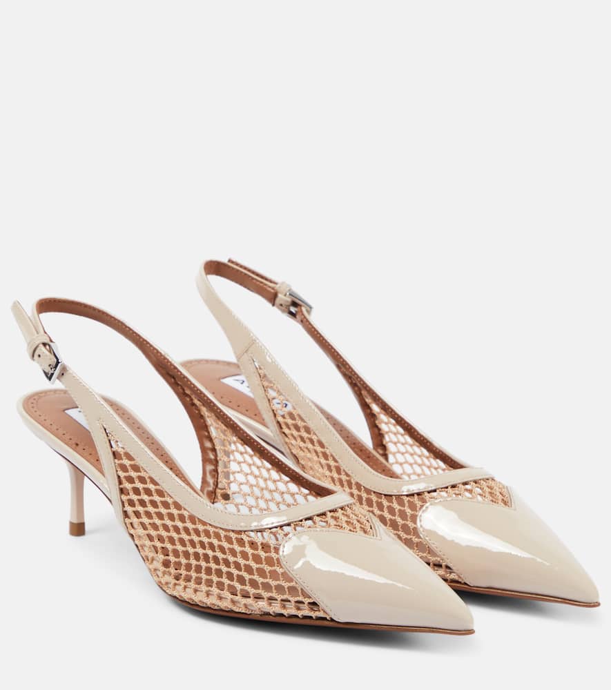 Alaia Le C√Ö¬ìur fishnet leather slingback pumps