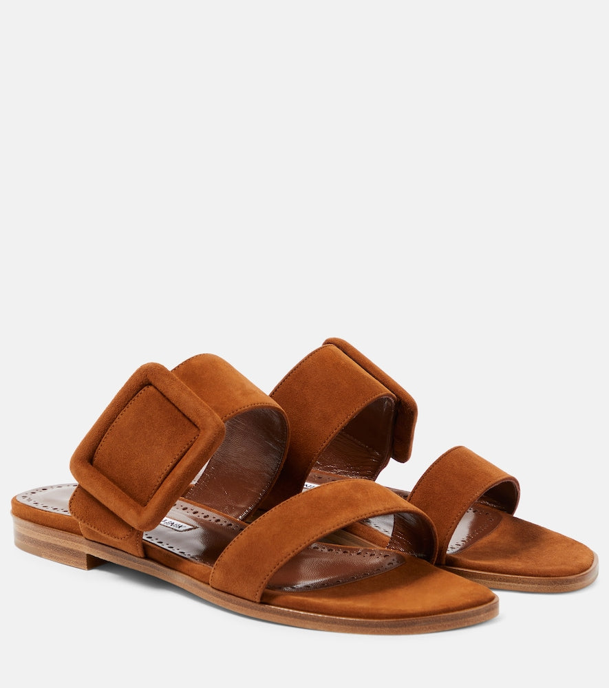 Manolo Blahnik Titubaflat suede sandals - Manolo Blahnik Titubaflat 绒面革凉鞋