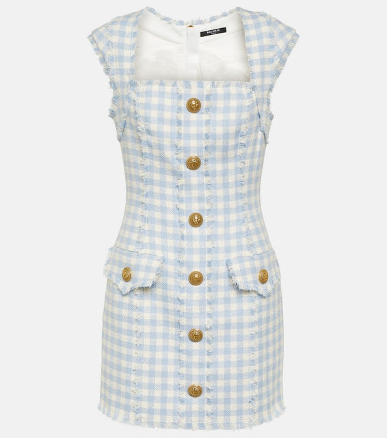 Balmain Gingham tweed minidress