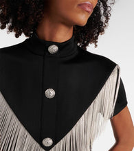 Balmain Embellished fringed jersey minidress