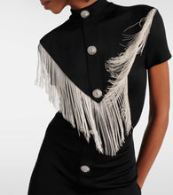 Balmain Embellished fringed jersey minidress