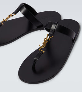 Saint Laurent Cassandre leather thong sandals