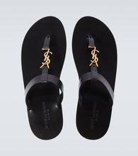 Saint Laurent Cassandre leather thong sandals
