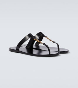 Saint Laurent Cassandre leather thong sandals