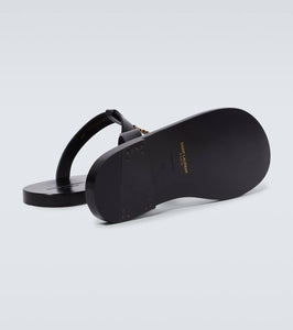 Saint Laurent Cassandre leather thong sandals
