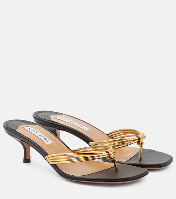 Aquazzura Essential 50 metallic mules