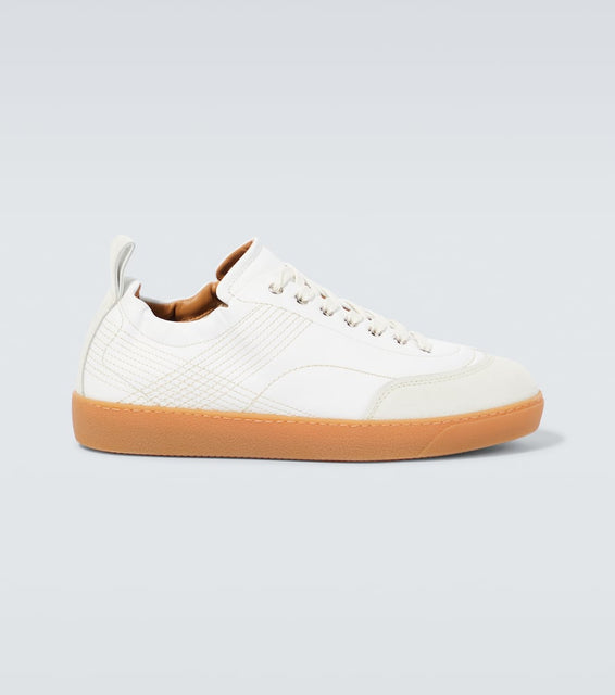 Dries Van Noten Suede-trimmed leather sneakers