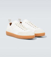 Dries Van Noten Suede-trimmed leather sneakers