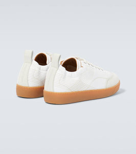 Dries Van Noten Suede-trimmed leather sneakers