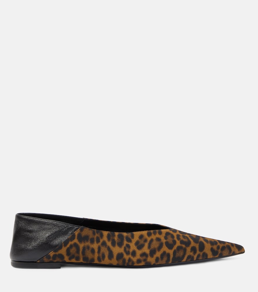 Saint Laurent Nour leopard-print leather-trimmed mules