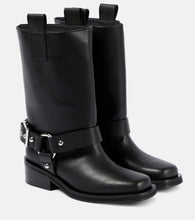 Ganni Faux leather biker boots