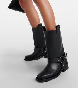 Ganni Faux leather biker boots