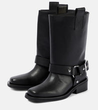 Ganni Faux leather biker boots