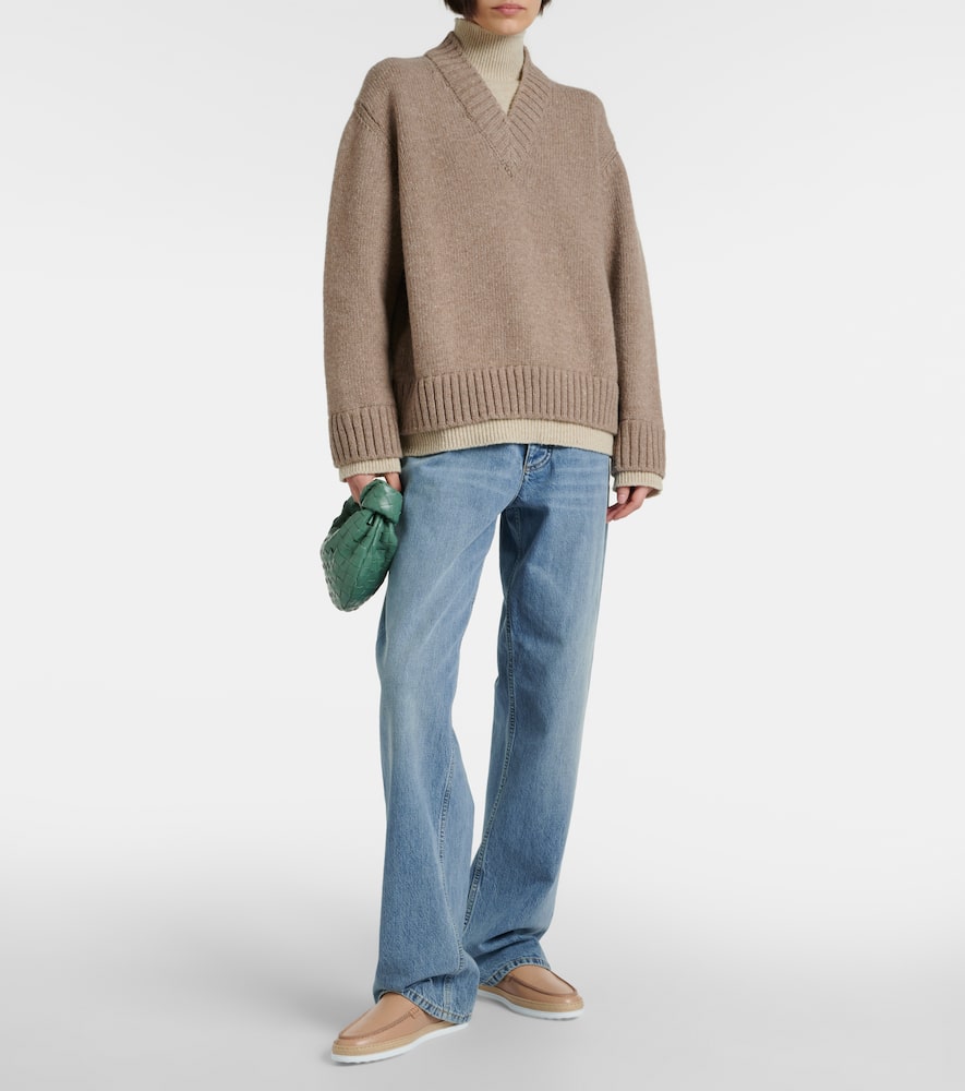 Tod's Raffia-trimmed leather loafers