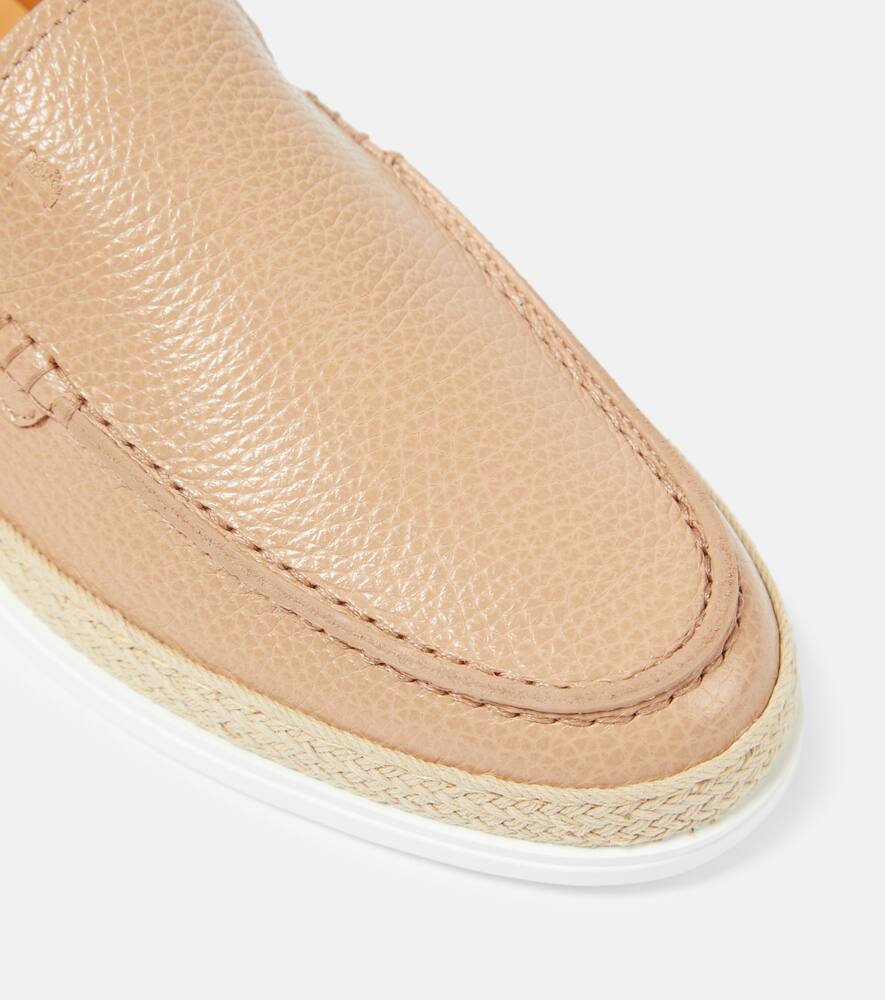 Tod's Raffia-trimmed leather loafers