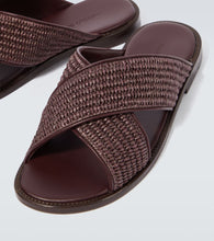 Manolo Blahnik Otawi leather-trimmed raffia sandals
